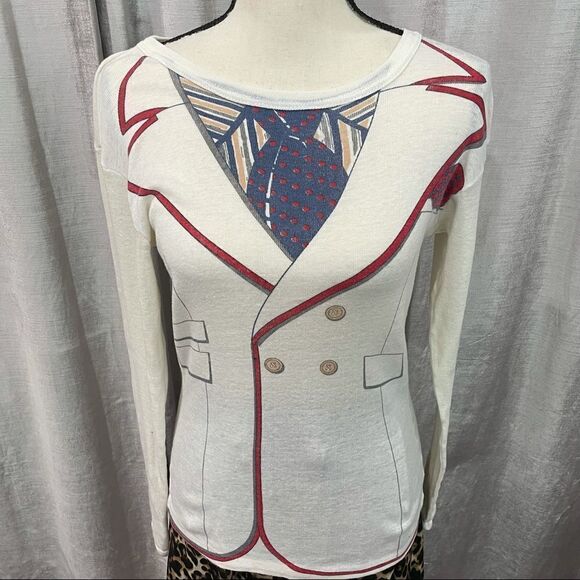 VINTAGE Suit Print Retro Long Sleeve Shirt 😊 - Picture 5 of 11